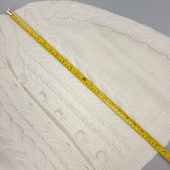 BODEN Alpaca Vintage Preppy Cable Knit Claire Cardigan Sweater Ivory White 12 14 - Picture 5 of 6